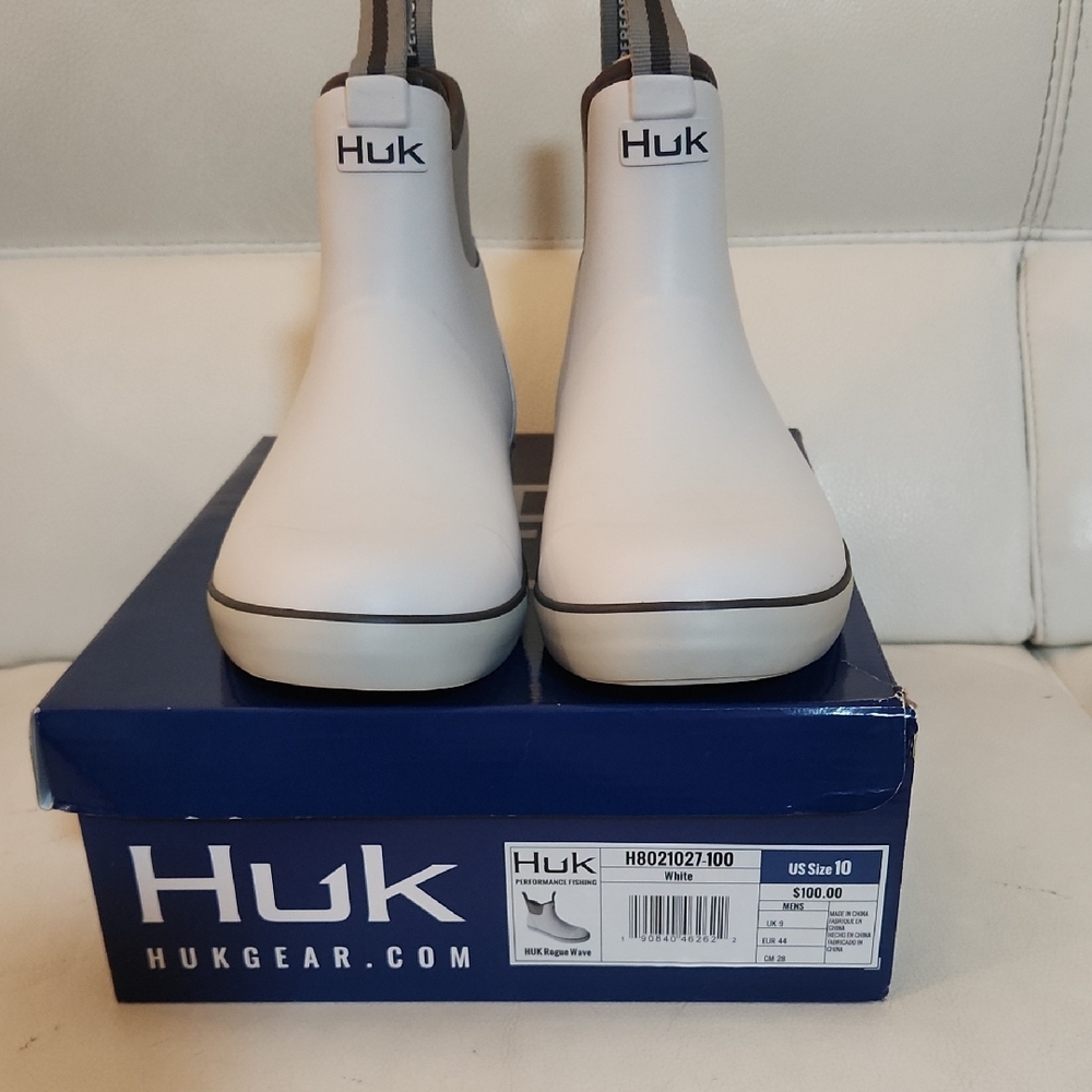 New Men's Huk Rogue Wave Boots White Size 10